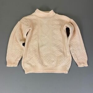 Vintage The Limited Womens Sweater 12 Pink Fisherman Knit Mock Neck Made in USA‎